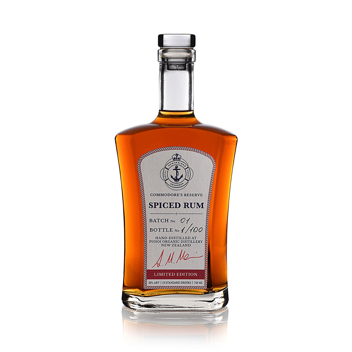 RNZYS Commodore’s reserve Spiced Rum (750ml 38% ABV) – Puhoi Organic ...